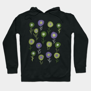 Dark Floral Pattern - Green Purple Round Flowers Hoodie